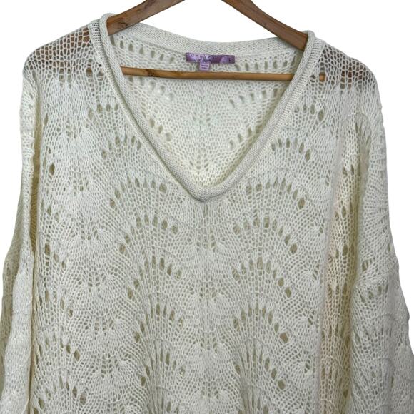 Calypso St Barth Size Large 100% Cashmere Pullover V-Neck Long Sleeve Sweater - Picture 2 of 8